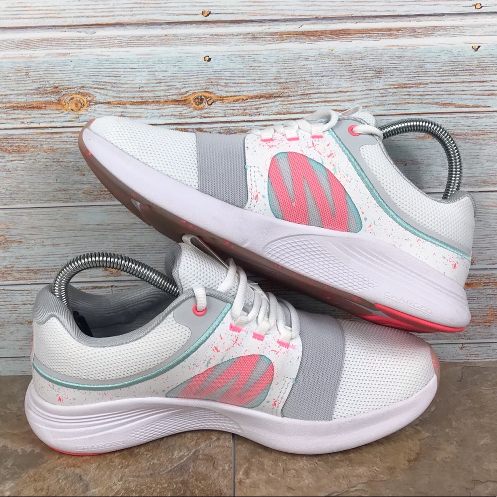 NEW Under Armour Charged Breathe Bliss PS Running Shoes White Grey NWOB - Picture 6 of 9